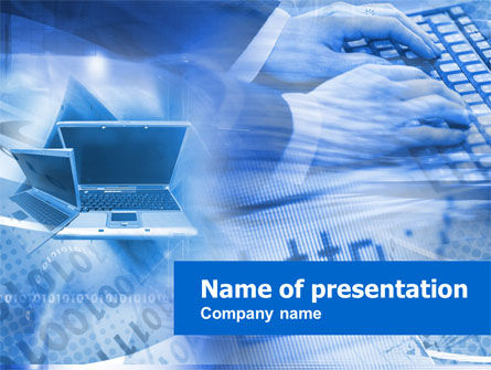 Online arbeiten in einer blauen palette PowerPoint Vorlage, Kostenlos PowerPoint-Vorlage, 00540, Technologie & Wissenschaft — PoweredTemplate.com