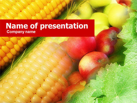 玉米和苹果PowerPoint模板, 免费 PowerPoint模板, 00589, 农业 — PoweredTemplate.com
