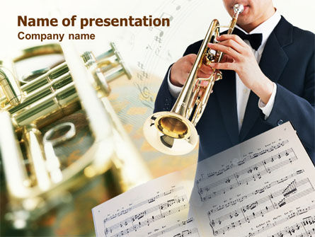 Modelo do PowerPoint - trompete em uma orquestra sinfônica, Grátis Modelo do PowerPoint, 00743, Art & Entertainment — PoweredTemplate.com