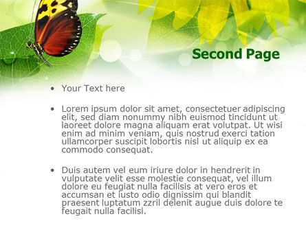 Modèle PowerPoint de papillon sur la feuille, Diapositive 2, 00824, Nature / Environnement — PoweredTemplate.com