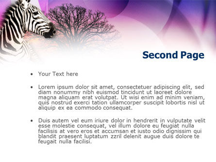 Modèle PowerPoint gratuit de zebra au coucher du soleil, Diapositive 2, 00845, Animaux de compagnie — PoweredTemplate.com