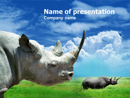 파워포인트 템플릿 - 흰 코뿔소, 무료 파워 포인트 템플릿, 00890, 동물 및 애완동물 — PoweredTemplate.com