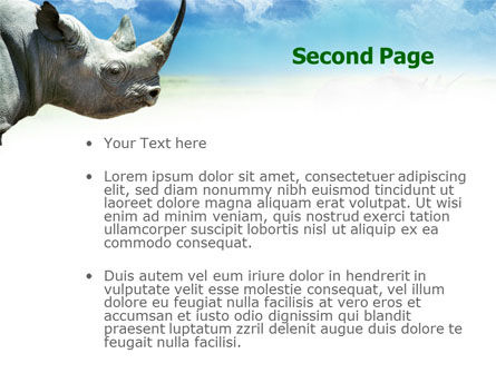 白犀牛PowerPoint模板, 幻灯片 2, 00890, 动物和宠物 — PoweredTemplate.com
