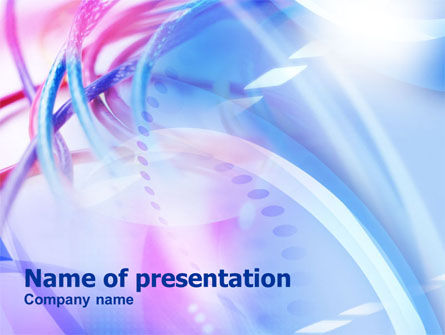 ピンク - 青色のケーブル - PowerPointテンプレート, 無料 PowerPointテンプレート, 00985, 通信 — PoweredTemplate.com