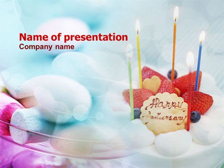 Happy Anniversary Cake PowerPoint Template, 01002, Holiday/Special Occasion — PoweredTemplate.com
