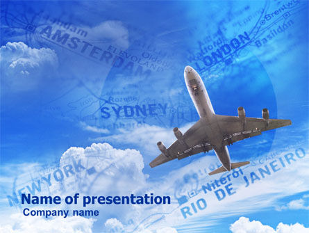 Plantilla de PowerPoint - destinos de transporte aéreo, 01004, Coches y transporte — PoweredTemplate.com