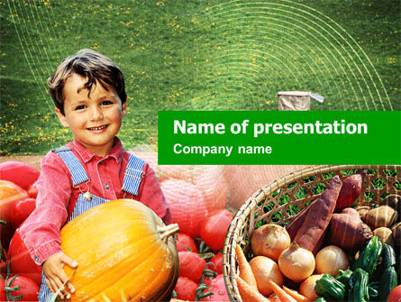 Kid Met Pompoen PowerPoint Template, Gratis PowerPoint-sjabloon, 01009, Landbouw — PoweredTemplate.com