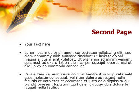 Modèle PowerPoint de stylo plume sur orange clair, Diapositive 2, 01138, Concepts commerciaux — PoweredTemplate.com