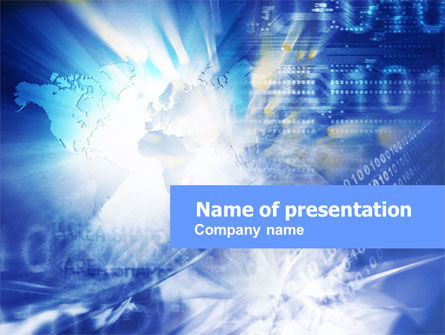 蓝色全球代码PowerPoint模板, 免费 PowerPoint模板, 01158, 电信 — PoweredTemplate.com