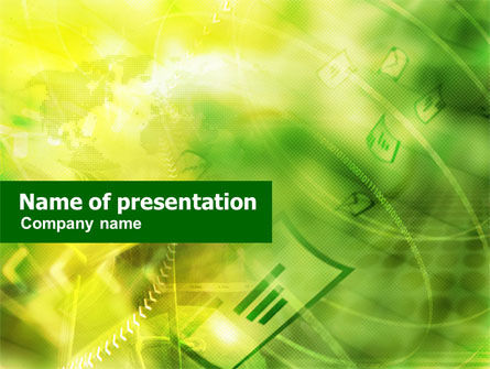 Green E-mail Thema PowerPoint Template, Gratis PowerPoint-sjabloon, 01209, Telecommunicatie — PoweredTemplate.com