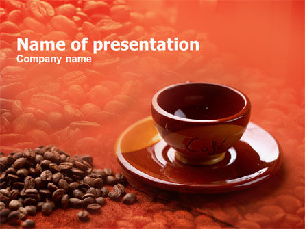 Coffee Beans And Ceramic Coffee Cup PowerPoint Template, 01283, Food & Beverage — PoweredTemplate.com