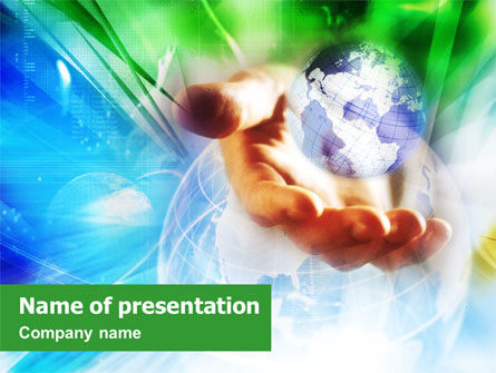 World in the Hand PowerPoint Template, 01462, Global — PoweredTemplate.com