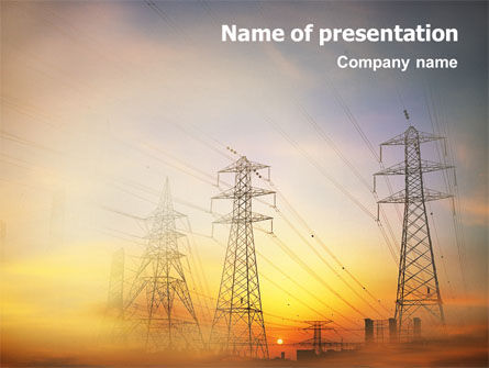 Hoogspanningslijn PowerPoint Template, PowerPoint-sjabloon, 01638, Voorzieningen/Industrieel — PoweredTemplate.com