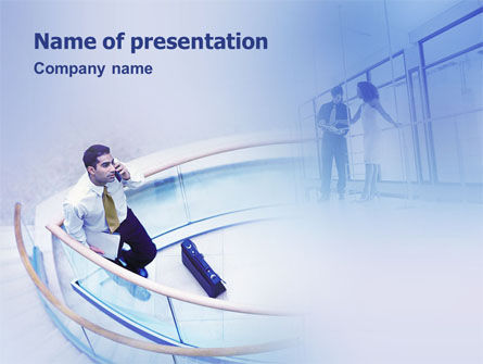 商务谈话通过电话PowerPoint模板, 免费 PowerPoint模板, 01755, 商业概念 — PoweredTemplate.com