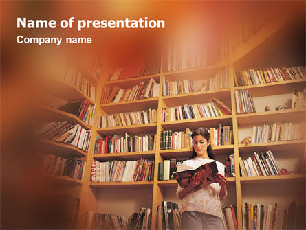 Girl On The Library Background Free Presentation Template For Google Slides And Powerpoint