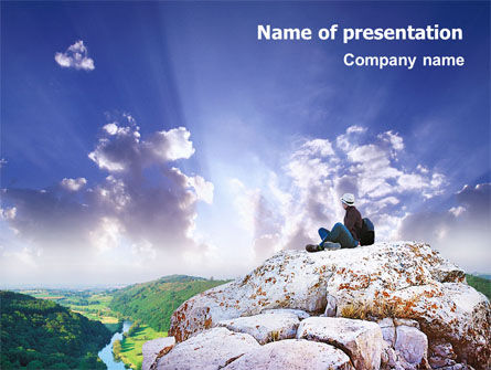 在山顶远足PowerPoint模板, 免费 PowerPoint模板, 01779, 自然与环境 — PoweredTemplate.com