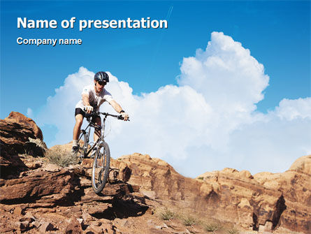 Mountain Biking In Rocks PowerPoint Template, Free PowerPoint Template, 01849, Sports — PoweredTemplate.com