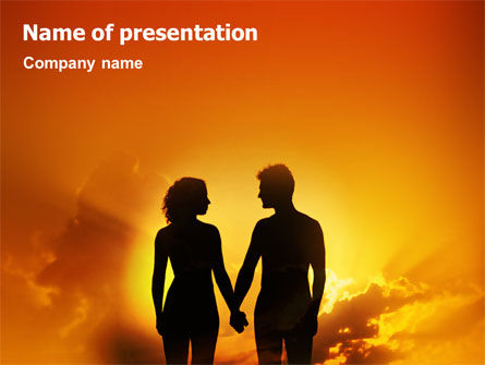 Couple Walking To Sunset PowerPoint Template, 02058, People — PoweredTemplate.com
