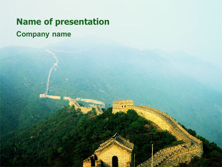 Fragment Of Great Wall of China PowerPoint Template, Free PowerPoint Template, 02712, Construction — PoweredTemplate.com