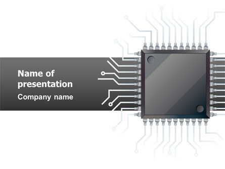 Microchip以灰色显示PowerPoint模板, PowerPoint模板, 02782, 技术与科学 — PoweredTemplate.com