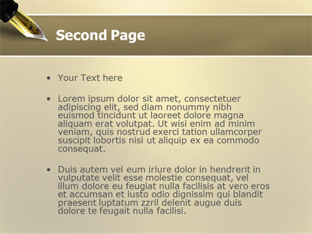 Modèle PowerPoint de stylo plume sur l'or léger, Diapositive 2, 02862, Business — PoweredTemplate.com