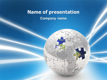 拼图世界PowerPoint模板, PowerPoint模板, 02945, 全球 — PoweredTemplate.com