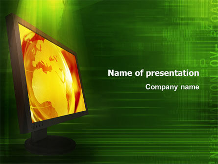 LCD Computer Monitor PowerPoint Template, 03233, Technology and Science — PoweredTemplate.com