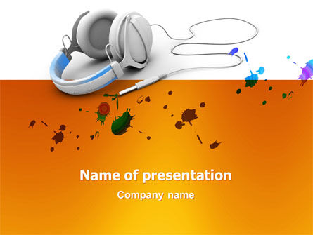 Earphones PowerPoint Template, Free PowerPoint Template, 03283, Technology and Science — PoweredTemplate.com