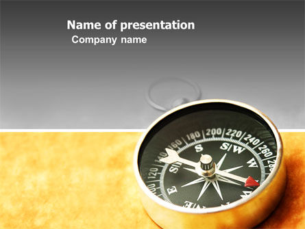 袖珍指南针在桌子上PowerPoint模板, 免费 PowerPoint模板, 03370, 商业概念 — PoweredTemplate.com