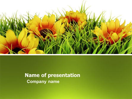 Gele Bloem PowerPoint Template, Gratis PowerPoint-sjabloon, 03401, Landbouw — PoweredTemplate.com