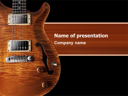 セミアコースティックギター - PowerPointテンプレート, 無料 PowerPointテンプレート, 03419, Art & Entertainment — PoweredTemplate.com