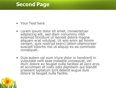 Gelbe blume in einem grünen gras PowerPoint Vorlage, Folie 2, 03427, Natur & Umwelt — PoweredTemplate.com