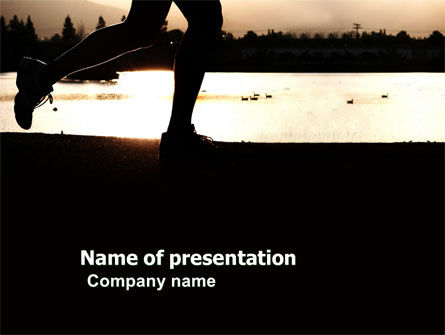 慢跑在河岸PowerPoint模板, 免费 PowerPoint模板, 03580, 运动的 — PoweredTemplate.com