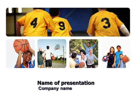 School Basketbalteam PowerPoint Template, Gratis PowerPoint-sjabloon, 03666, Sport — PoweredTemplate.com