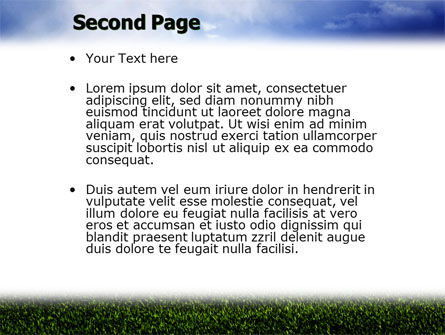 绿色的田野在阳光和蓝天下PowerPoint模板, 幻灯片 2, 03958, 自然与环境 — PoweredTemplate.com