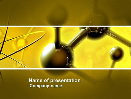 Moleculair Rooster In Donkere Gele Kleuren PowerPoint Template, 04002, Technologie en Wetenschap — PoweredTemplate.com