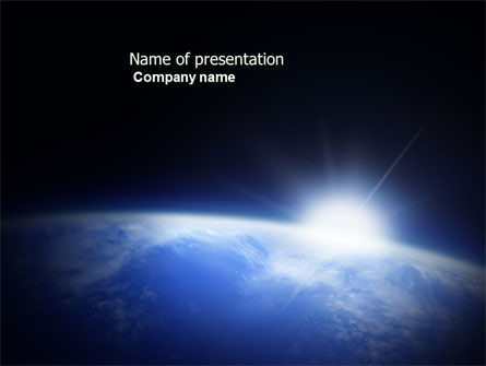 Modèle PowerPoint de le lever du soleil bleu dans l'espace, Modele PowerPoint, 04008, Nature / Environnement — PoweredTemplate.com