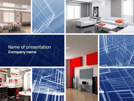 Interior Ontwerp In 3d-modellering PowerPoint Template, Gratis PowerPoint-sjabloon, 04699, Constructie — PoweredTemplate.com