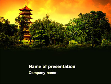 Pagode PowerPoint Template, Gratis PowerPoint-sjabloon, 05428, Vlaggen/Internationaal — PoweredTemplate.com