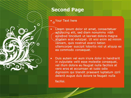 Modèle PowerPoint de fond vert avec décor végétal blanc, Diapositive 2, 05621, Art & Entertainment — PoweredTemplate.com
