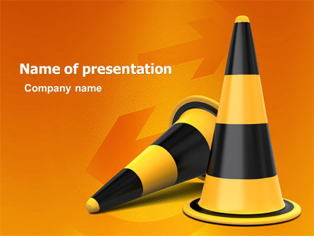 Traffic Cones PowerPoint Template, PowerPoint Template, 05631, Construction — PoweredTemplate.com