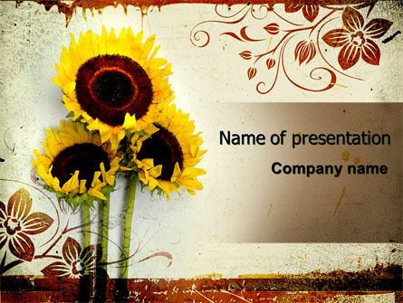 Plantilla de PowerPoint - floración de girasoles, 06026, Naturaleza y medio ambiente — PoweredTemplate.com