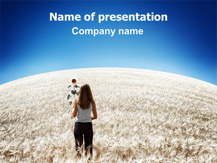 在夏天的女孩田野PowerPoint模板, 免费 PowerPoint模板, 06081, 自然与环境 — PoweredTemplate.com