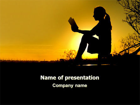 Sunset Reading PowerPoint Template, Free PowerPoint Template, 06136, Religious/Spiritual — PoweredTemplate.com