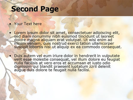 Yellow Oak Leaves PowerPoint Template, Slide 2, 06189, Nature & Environment — PoweredTemplate.com