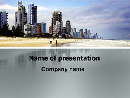 Strand Stad PowerPoint Template, Gratis PowerPoint-sjabloon, 06204, Constructie — PoweredTemplate.com