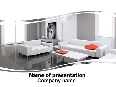 Modello PowerPoint - Interior design di soggiorno, 06262, Carriere/Industria — PoweredTemplate.com