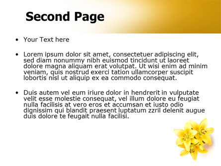 Gelbe lilien PowerPoint Vorlage, Folie 2, 06598, Ferien/besondere Anlässe — PoweredTemplate.com