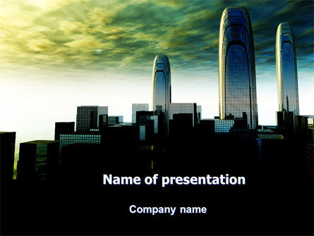 Modelo do PowerPoint - futurista cityscape, 06613, Construção — PoweredTemplate.com