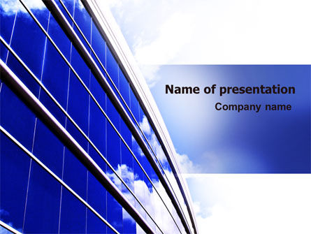 青いガラスの超高層ビル - PowerPointテンプレート, 無料 PowerPointテンプレート, 06662, 建設 — PoweredTemplate.com